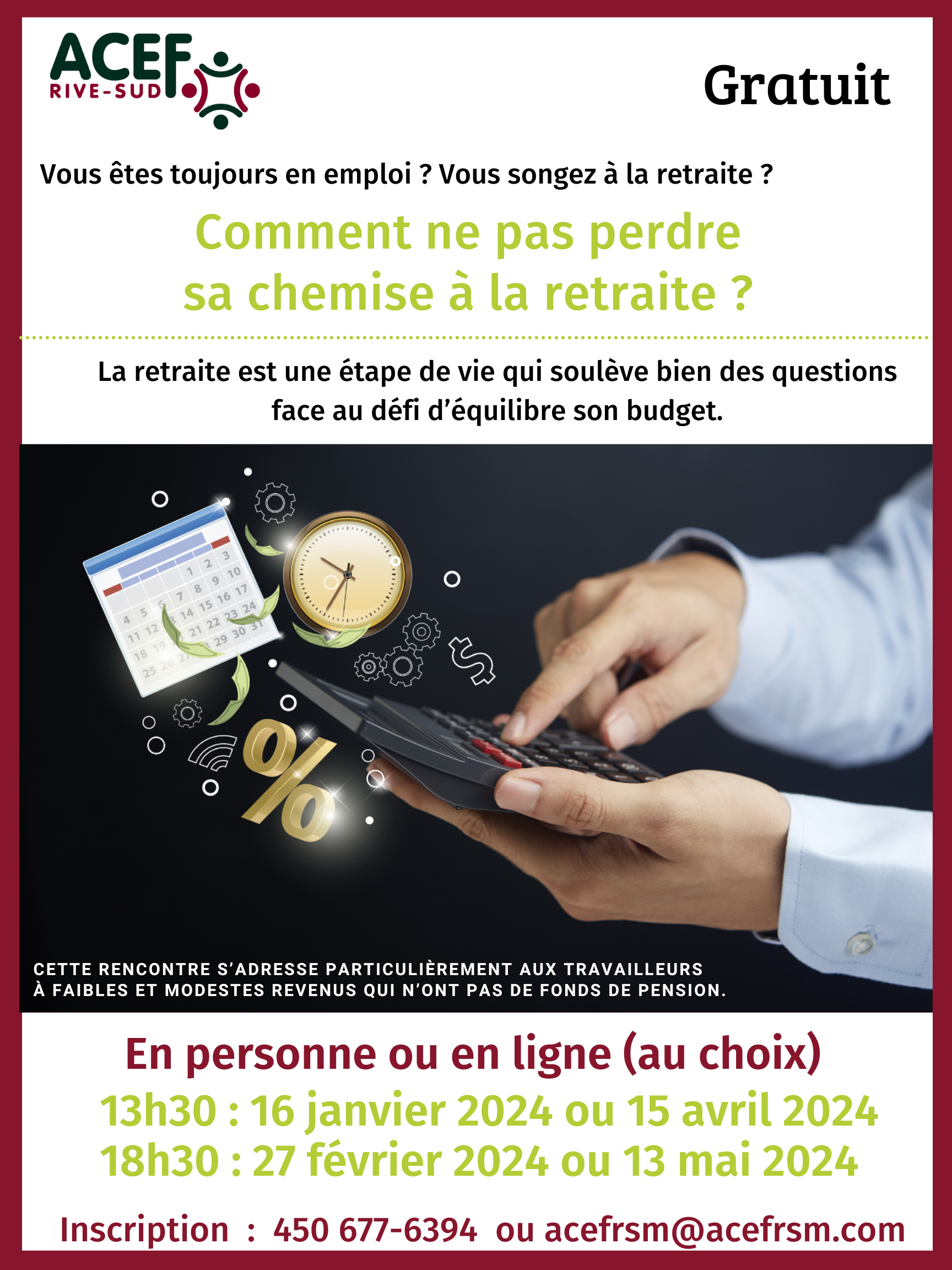 Affiche Préparation à la retraite