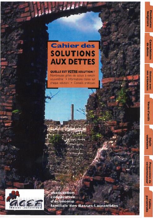 Page couverture : Cahier des solutions aux dettes